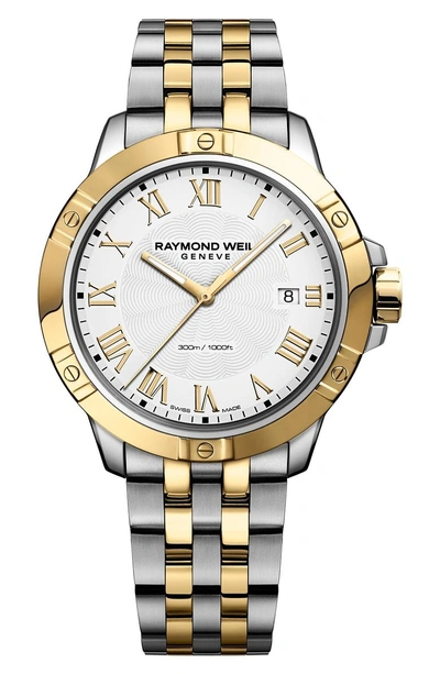 Shop Raymond Weil Tango Bracelet Watch, 41mm In Silver/ White/ Gold