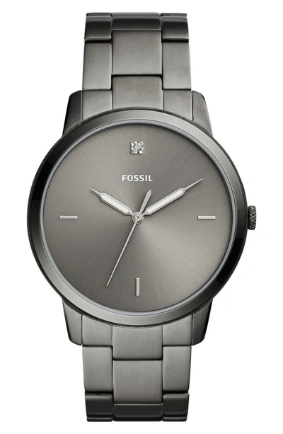 Shop Fossil Minimalist Carbon Series Bracelet Watch, 44mm In Gunmetal