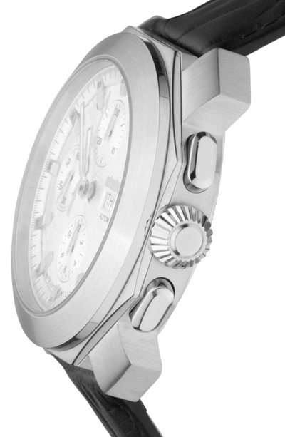 Shop Roberto Cavalli By Franck Muller Sport Chronograph Leather Strap Watch In Black/ Silver