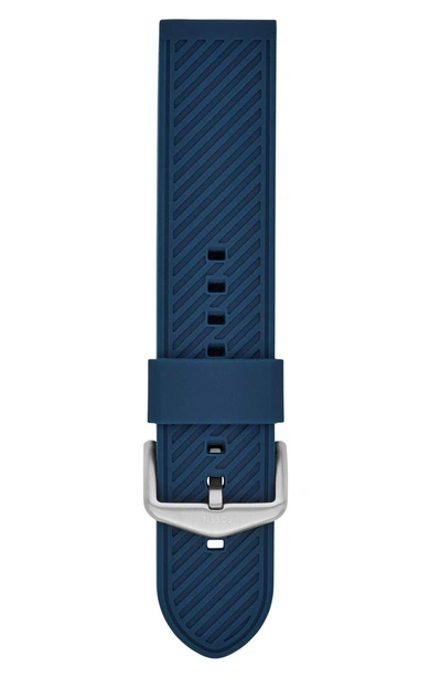 Shop Fossil 22mm Silicone Watch Strap In Blue