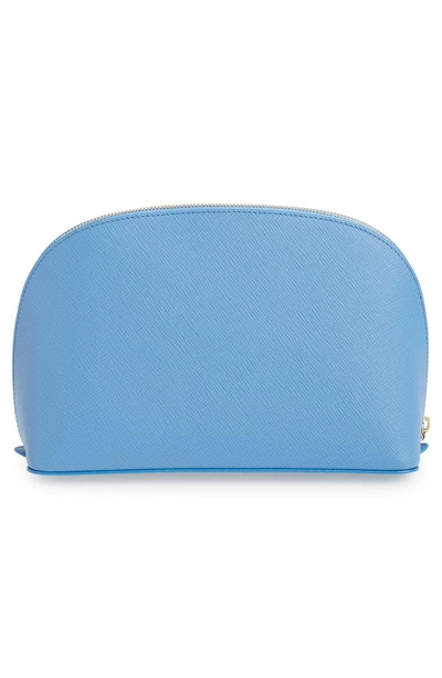 Shop Smythson Medium Leather Cosmetics Bag In Nile Blue