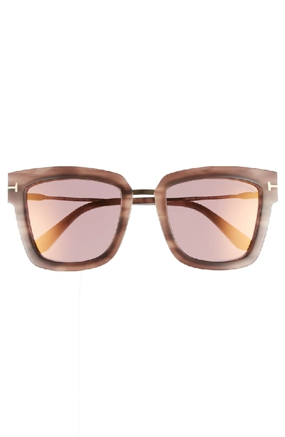 Shop Tom Ford Lara 52mm Mirrored Square Sunglasses In Pink Melange Havana Acetate