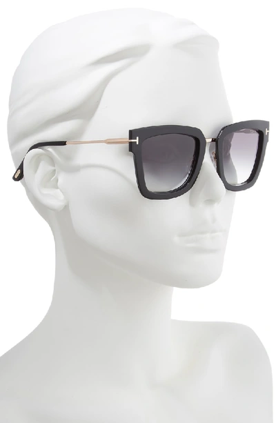 Shop Tom Ford Lara 52mm Mirrored Square Sunglasses - Black Acetate/ Rose Gold