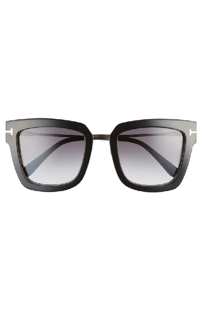 Shop Tom Ford Lara 52mm Mirrored Square Sunglasses - Black Acetate/ Rose Gold