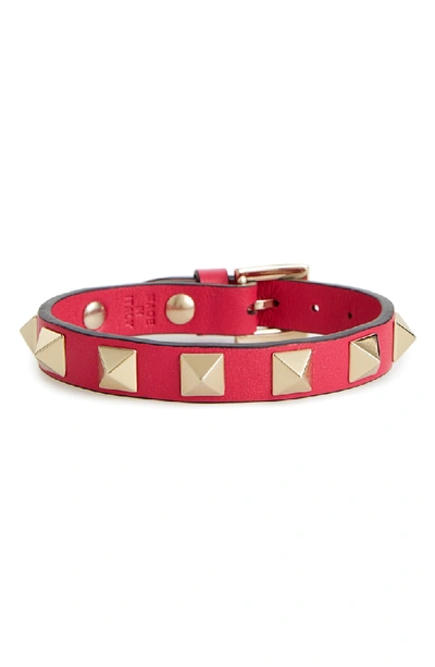 Shop Valentino Garavani Rockstud Small Leather Bracelet In Pink