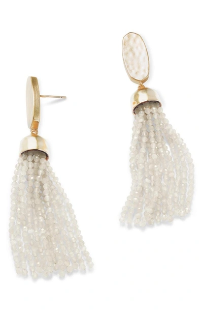 Shop Kendra Scott Marin Beaded Tassel Drop Earrings In White Mop/ Gold