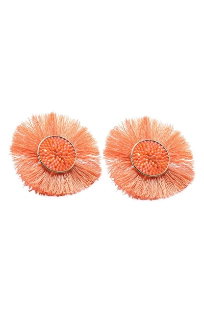 Shop Mishky Medium Sun Earrings In Peach