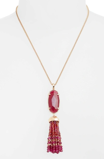 Shop Kendra Scott Eva Tassel Pendant Necklace In Maroon Jade/ Rose Gold