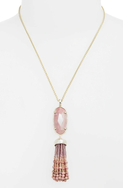 Shop Kendra Scott Eva Tassel Pendant Necklace In Pink Rhodonite/ Gold