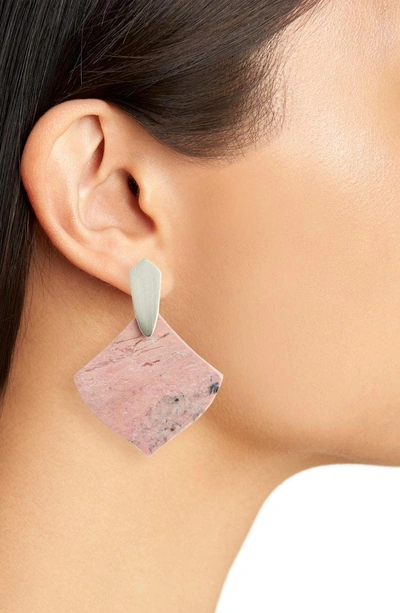 Shop Kendra Scott Astoria Statement Earrings In Pink Unbanded Rhodonite/ Gold