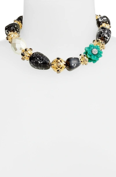 Shop Lele Sadoughi Keepsake Stone Collar Necklace In Emerald
