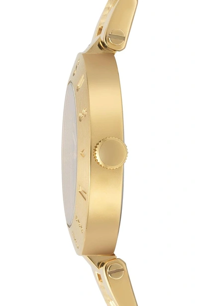 Shop Versace Logo Bracelet Watch, 34mm In Gold/ Blue