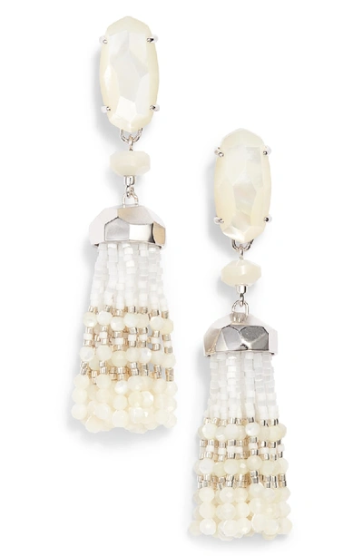 Shop Kendra Scott Dove Tassel Earrings In Ivory Mop/ Silver