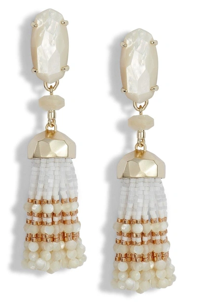 Shop Kendra Scott Dove Tassel Earrings In Ivory Mop/ Gold
