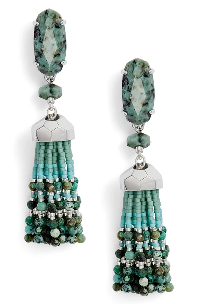 Shop Kendra Scott Dove Tassel Earrings In African Turquoise/ Silver