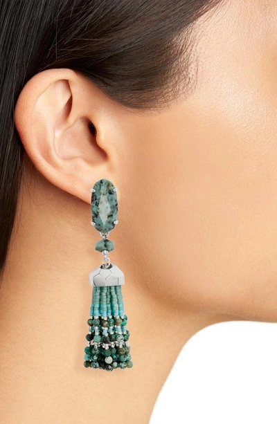 Shop Kendra Scott Dove Tassel Earrings In African Turquoise/ Silver
