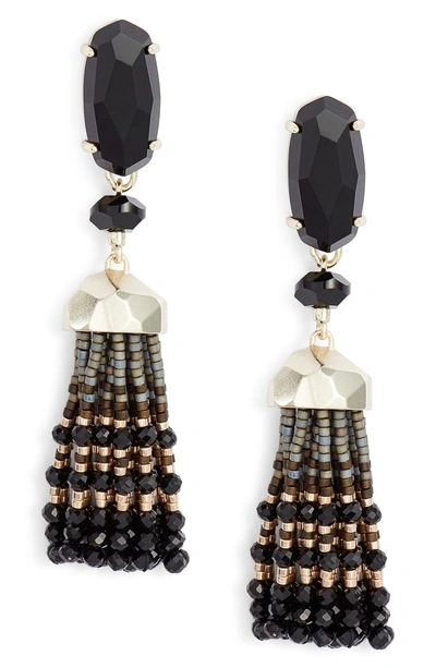 Shop Kendra Scott Dove Tassel Earrings In Black/ Gold