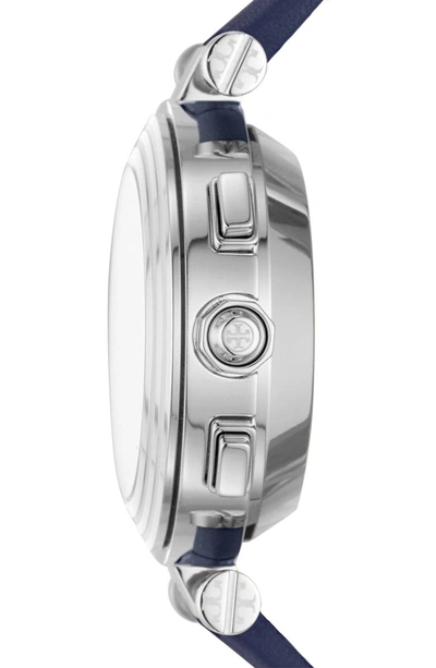 Shop Tory Burch Torytrack Hybrid Smart Watch, 36mm X 46mm In Blue/ White Silver