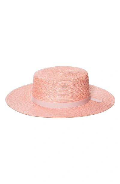 Shop Bijou Van Ness The Highland Straw Boater Hat - Pink In Rose