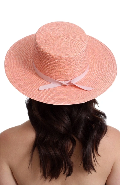 Shop Bijou Van Ness The Highland Straw Boater Hat - Pink In Rose
