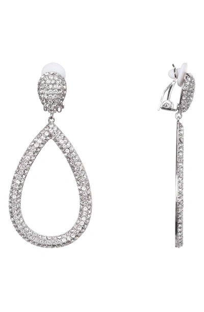 Shop Nina Pavé Swarovski Crystal Clip-on Earrings In White/ Silver