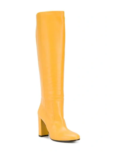 Shop Via Roma 15 Block Heeled Boots In Yellow