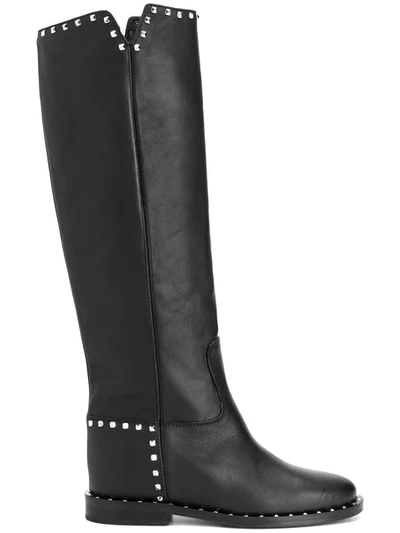 Shop Via Roma 15 Studded Riding Boots - Black