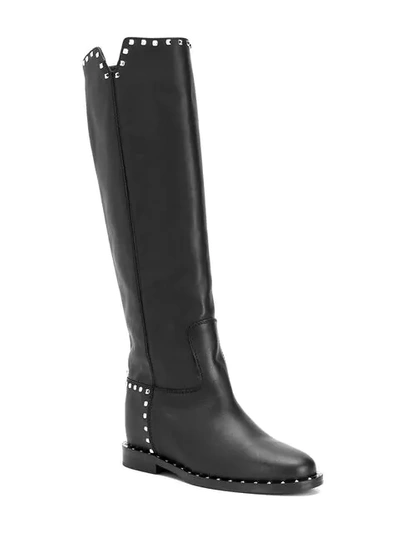 Shop Via Roma 15 Studded Riding Boots - Black