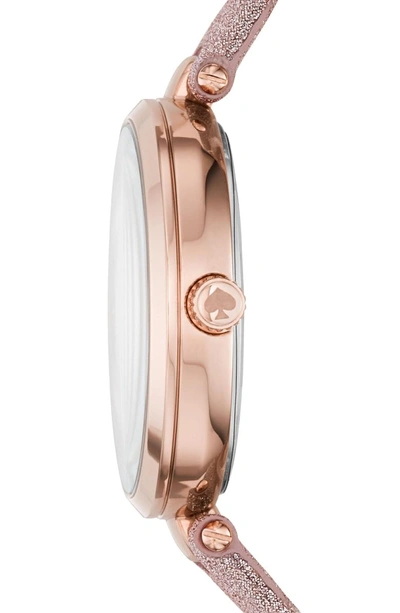 Shop Kate Spade Holland Glitter Strap Watch, 34mm In Pink Glitter/ White/ Rose Gold