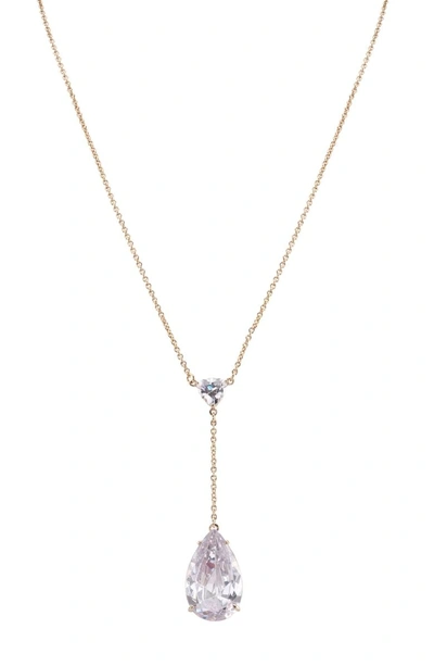 Shop Nina Teardrop Y-shape Necklace In White/ Gold