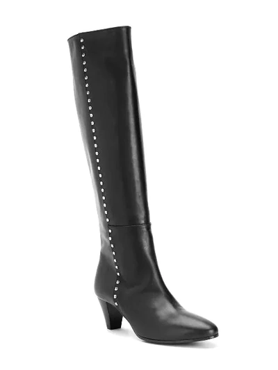 heeled studded riding boots