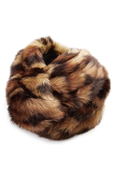 Shop Gucci Leopard Faux Fur Turban In Beige/ Black