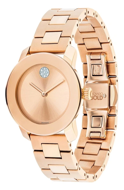 Shop Movado Bold Iconic Bracelet Watch, 30mm In Rose Gold