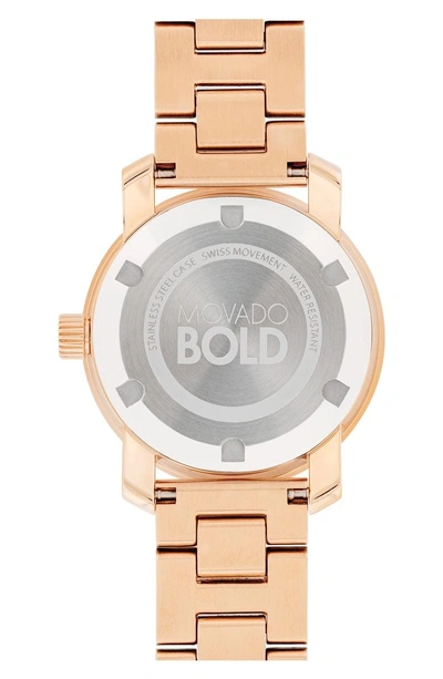 Shop Movado Bold Iconic Bracelet Watch, 30mm In Rose Gold