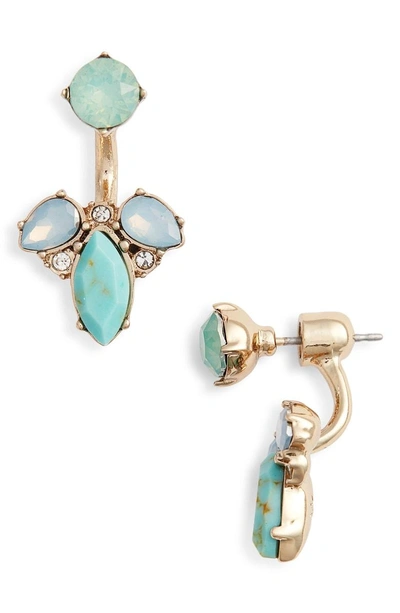Shop Marchesa Stone Floater Earrings In Turquoise/ Gold