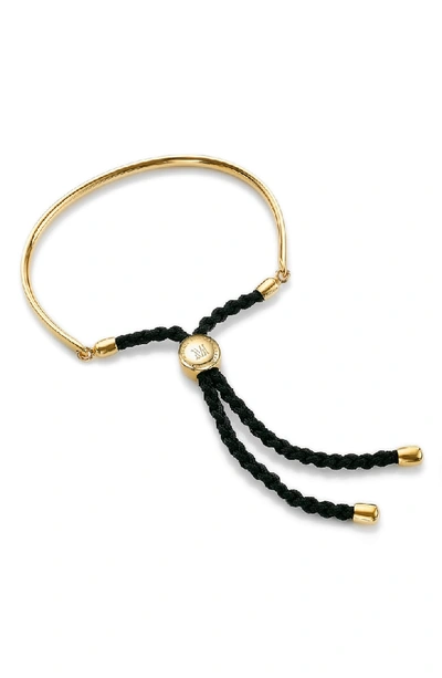 Shop Monica Vinader Petite Fiji Friendship Bracelet In Yellow Gold/ Black