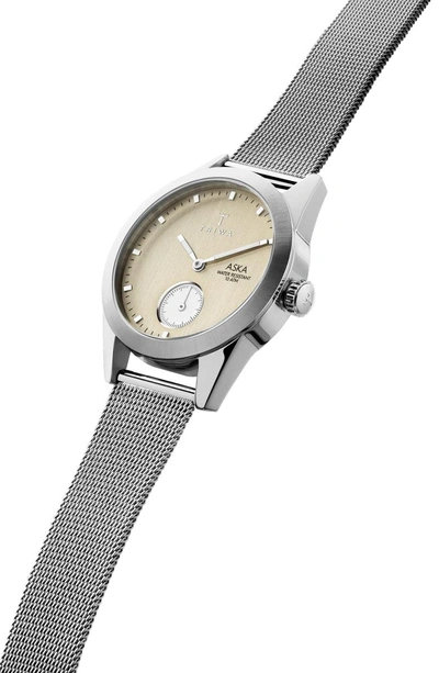 Shop Triwa Birch Aska Super Slim Mesh Strap Watch, 32mm In Silver/ Gold/ Silver