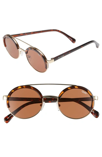 Shop Quay Come Around 52mm Round Sunglasses - Tort/ Brown