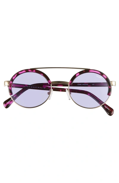 Shop Quay Come Around 52mm Round Sunglasses - Purple/ Tort