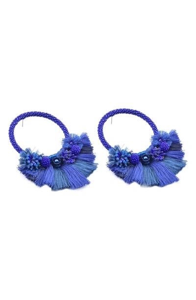 Shop Mishky Large Cartagena Hoop Earrings In Blue