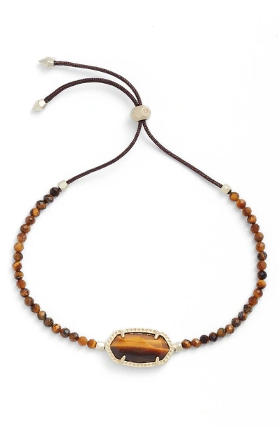Shop Kendra Scott Elaina Beaded Bracelet In Brown Tigers Eye/ Gold