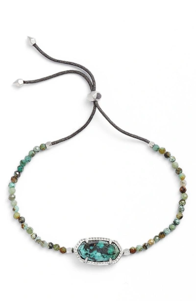 Shop Kendra Scott Elaina Beaded Bracelet In African Turquoise/ Silver