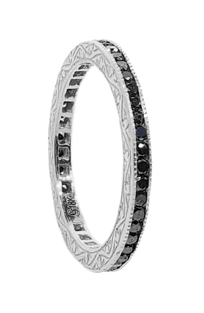 Shop Sethi Couture Channel Set Diamond Ring In White Gold/ Black Diamond