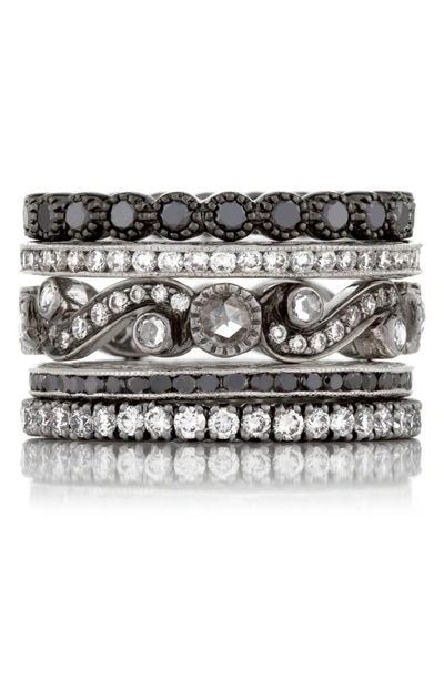 Shop Sethi Couture Channel Set Diamond Ring In White Gold/ Black Diamond