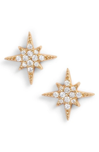 Shop Argento Vivo North Star Crystal Stud Earrings In Gold