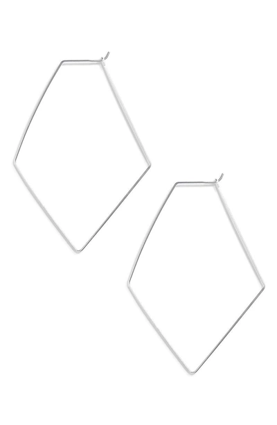 Shop Argento Vivo Rhombus Hoop Earrings In Silver