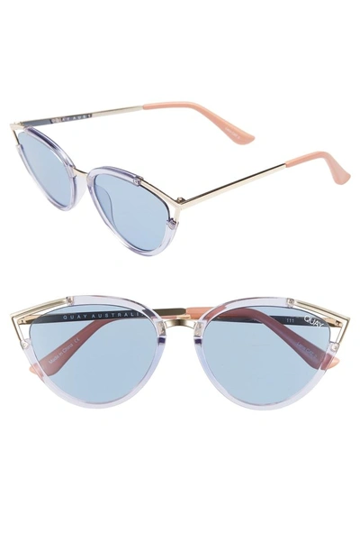 Shop Quay Hearsay 65mm Cat Eye Sunglasses - Blue/ Blue