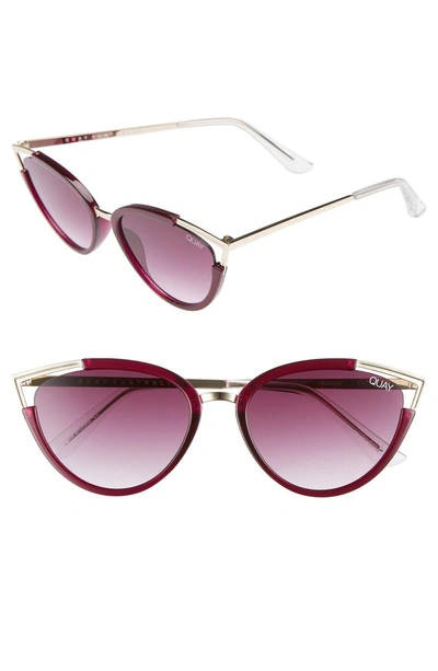 Shop Quay Hearsay 65mm Cat Eye Sunglasses In Red/ Purple