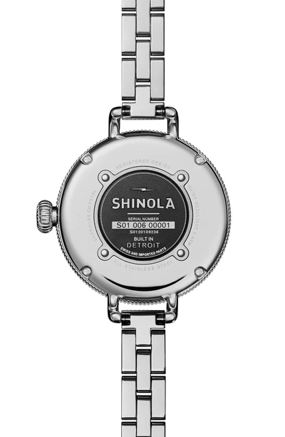 Shop Shinola 'the Birdy' Moon Phase Bracelet Watch, 34mm In Silver/ Slate Blue/ Silver