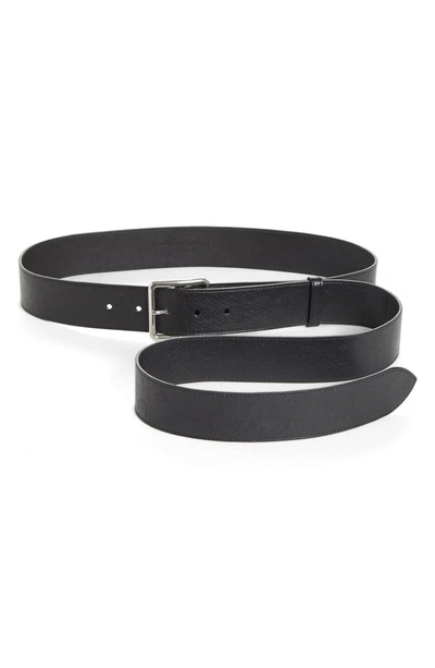 Shop Alexander Mcqueen Long Leather Belt In Black